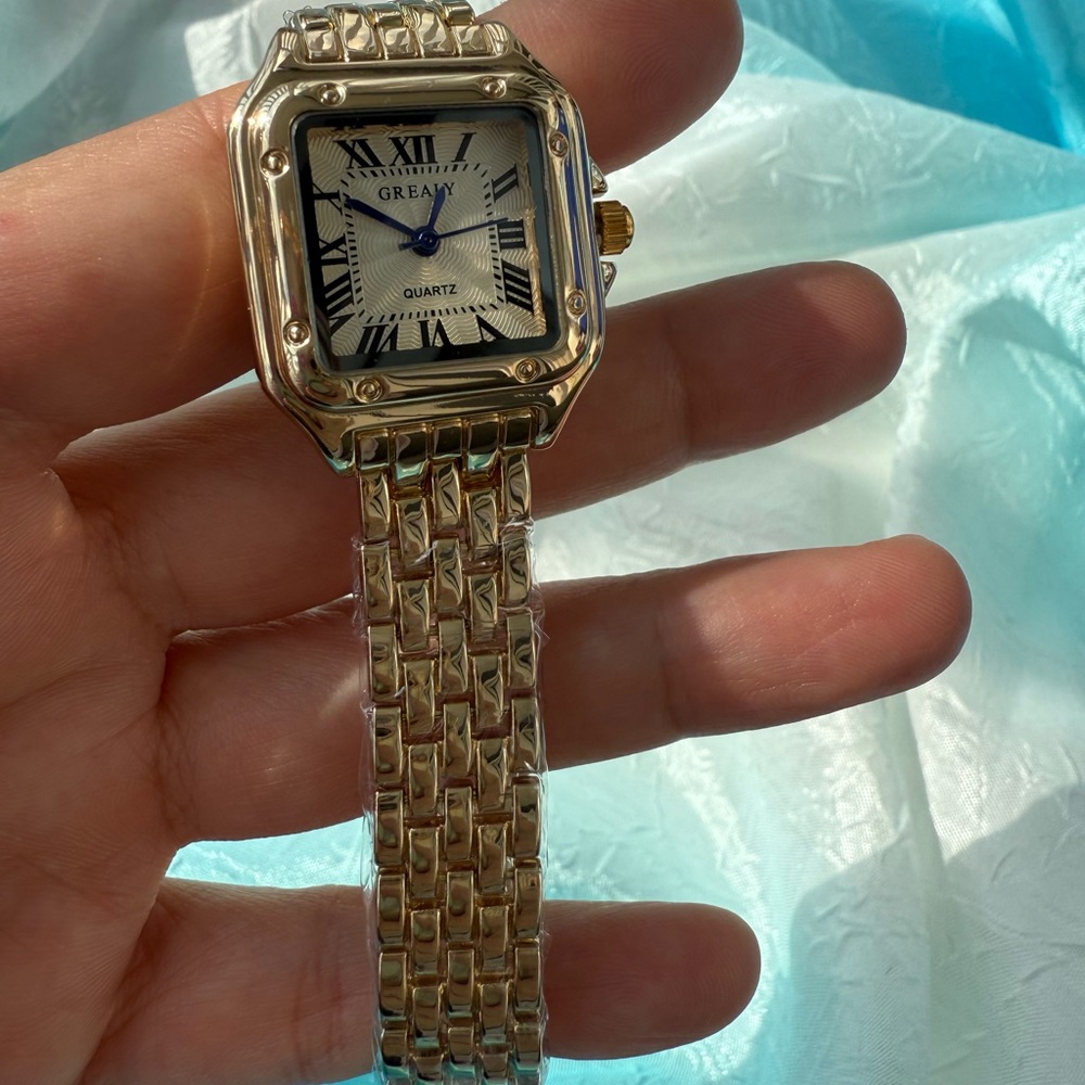 Panthere Classic Rectangle Stainless Steel Gold Watch - Picture 16 of 16